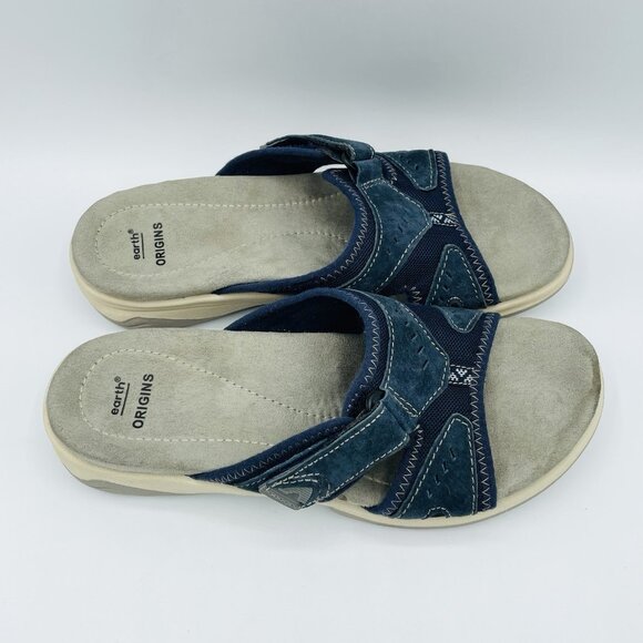 Earth Origins Sandals Womens Size 8M Blue Gray Comfort Open Toe Adjustable Slide - Picture 3 of 11